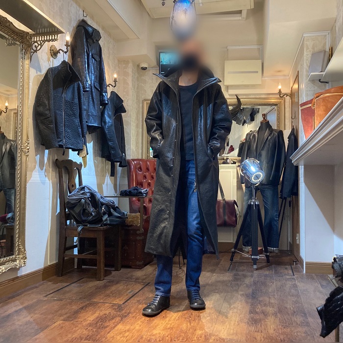 馬革ロングコートオーダーメイド