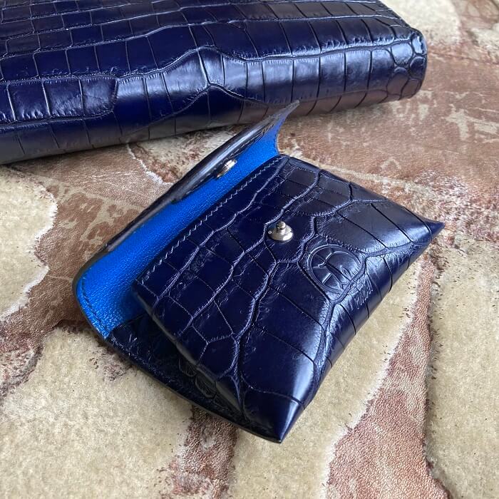 藍染ポロサスクロコダイル長財布
