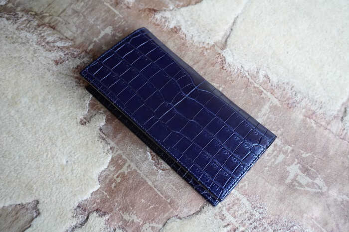 藍染ポロサスクロコダイル長財布