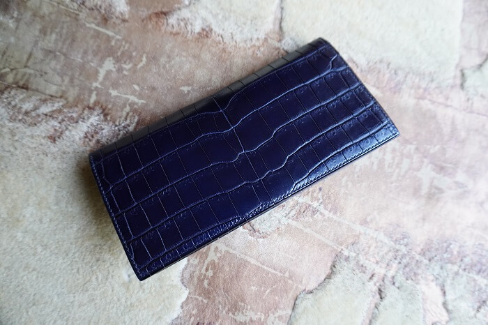 藍染ポロサスクロコダイル長財布