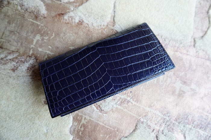 藍染ポロサスクロコダイル長財布