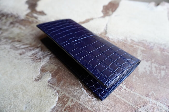 藍染ポロサスクロコダイル長財布