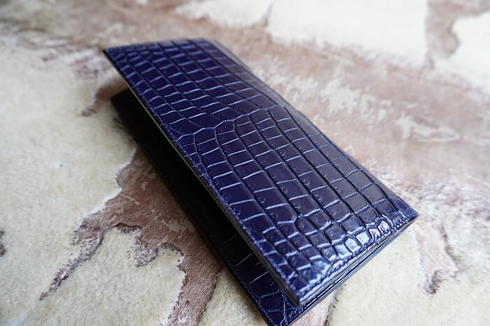 藍染ポロサスクロコダイル長財布