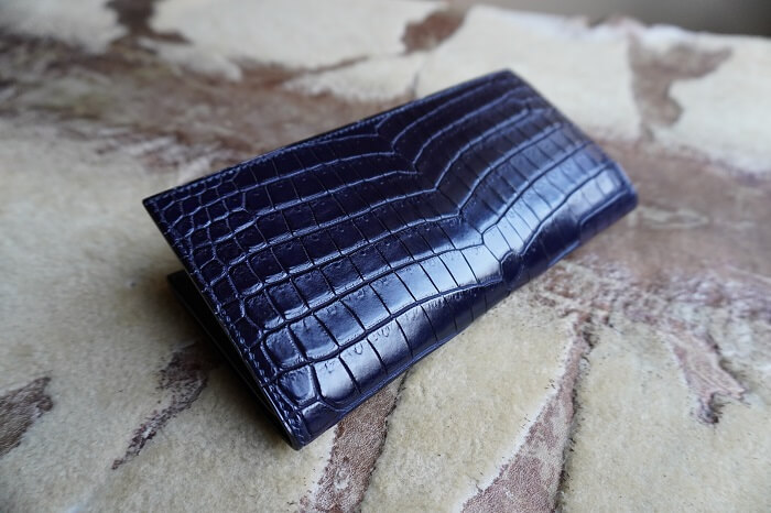 藍染ポロサスクロコダイル長財布