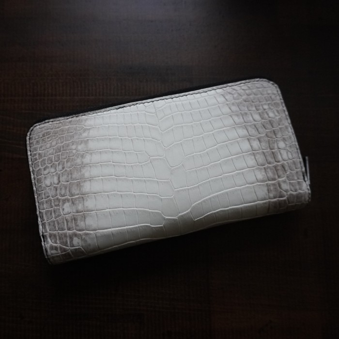 一点物ヒマラヤ・ポロサス/スモールクロコダイル定番ラウンドファスナー長財布
