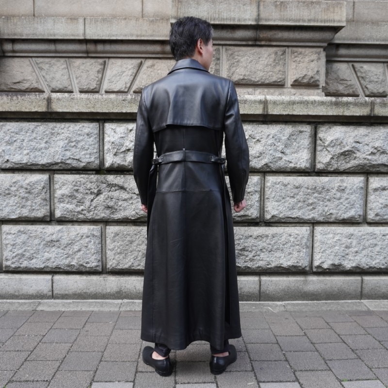 オーダーメイドのロングレザージャケットコートバックスタイル